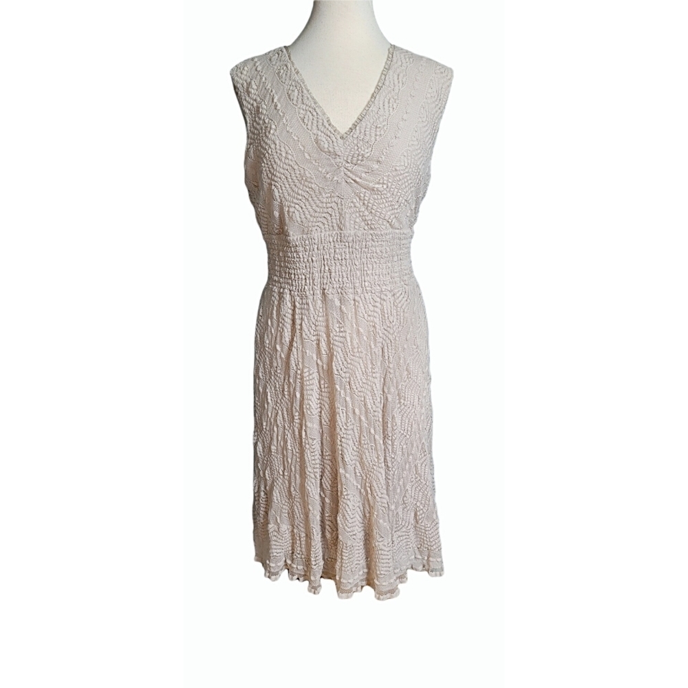 Rabbit Rabbit Rabbit Light Tan Sleeveless Textured Stretchy Dress Size Large